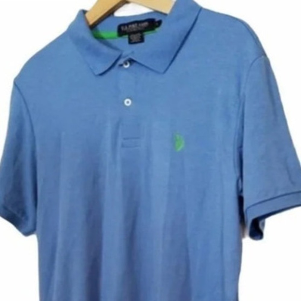 U.S. Polo Assn. Polo Shirt Medium Blue Luxury Feel Short Sleeve Cotton Blend